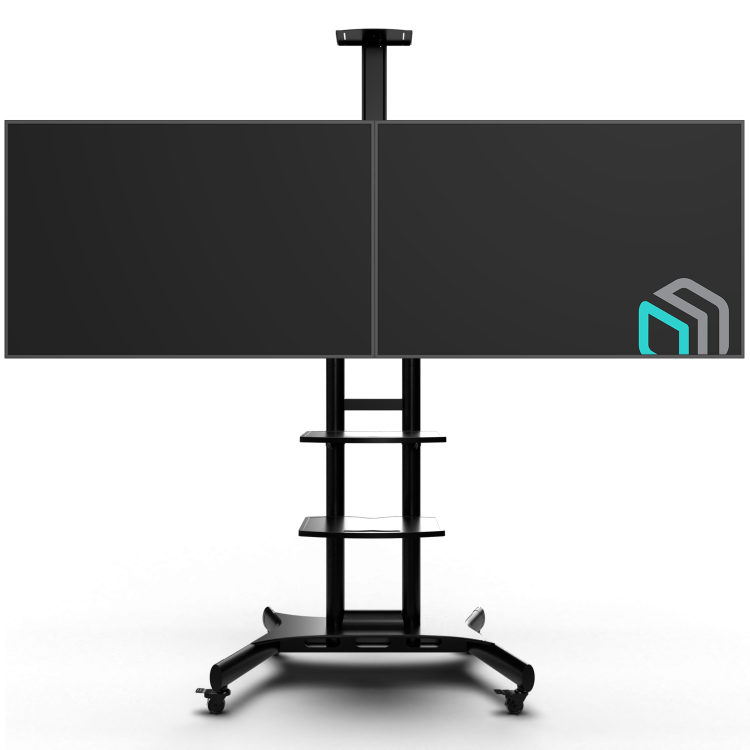 ONKRON стойка для двух телевизоров с кронштейном 40"-65", мобильная, чёрная TS1881DV